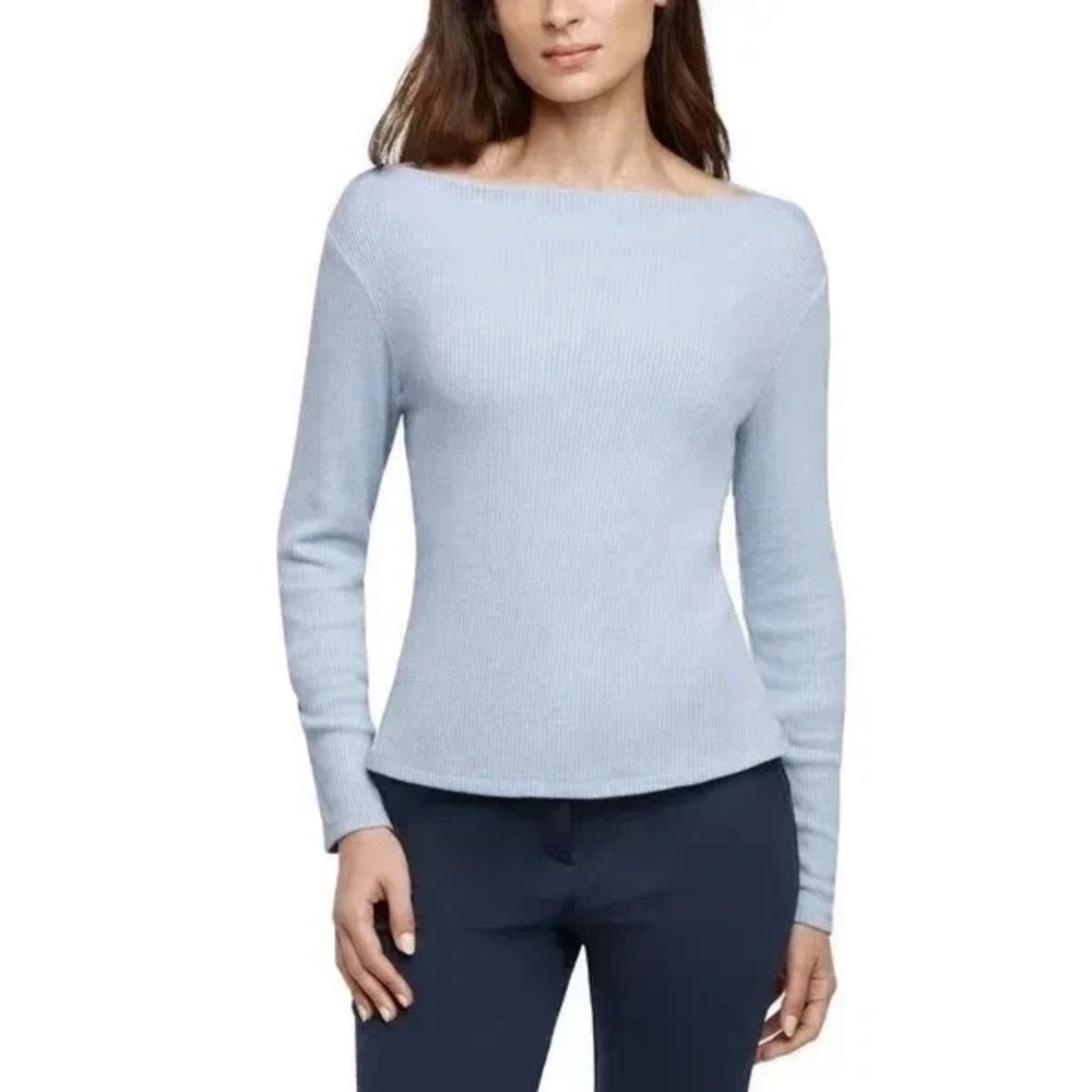 Banana Republic Women's Long Sleeve Ribbed Knit Sweater, Light Blue, Size Medium